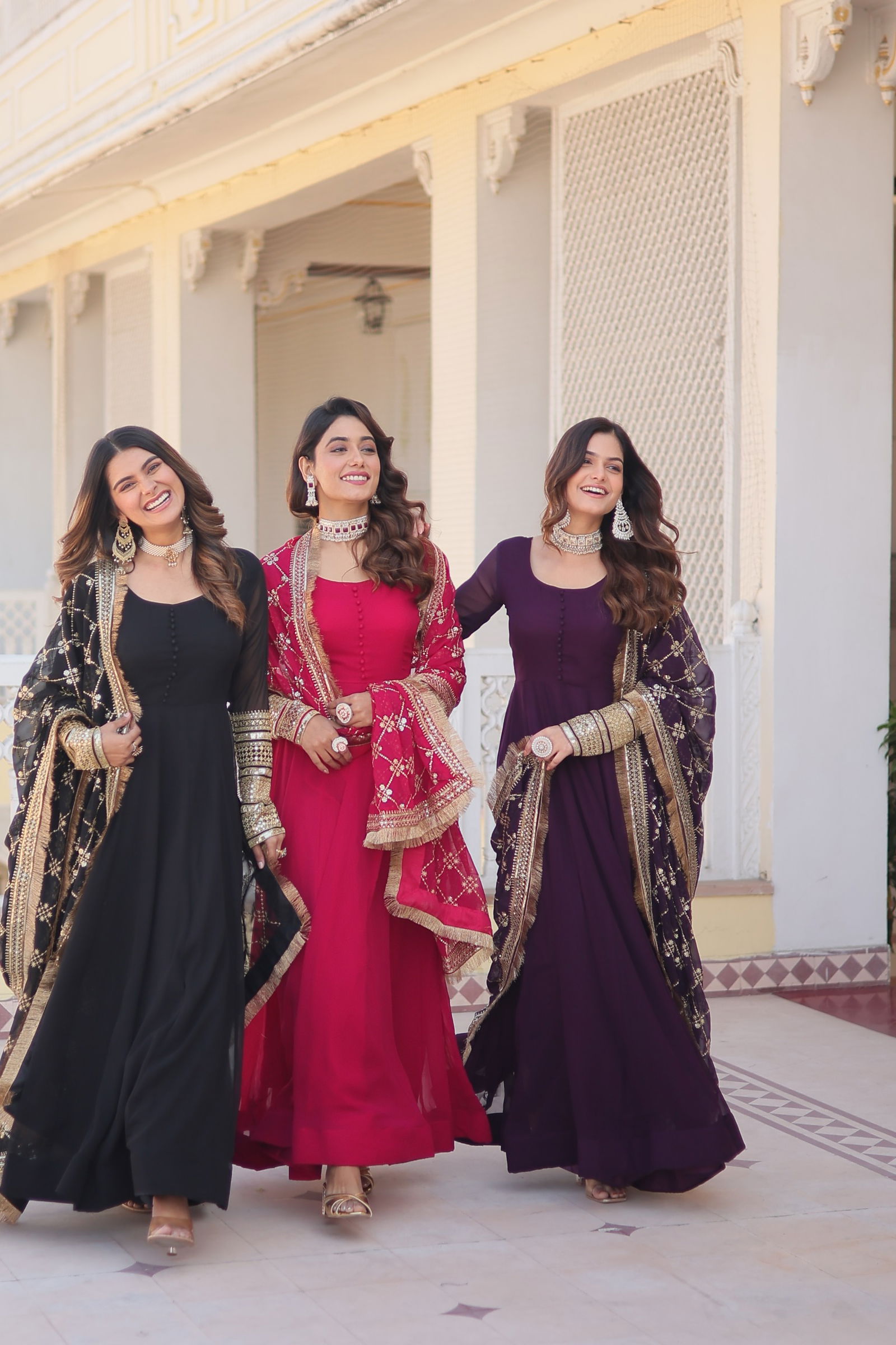 KA 1070 Designer faux Blooming Gown With Dupatta Wholesale Market In Surat 